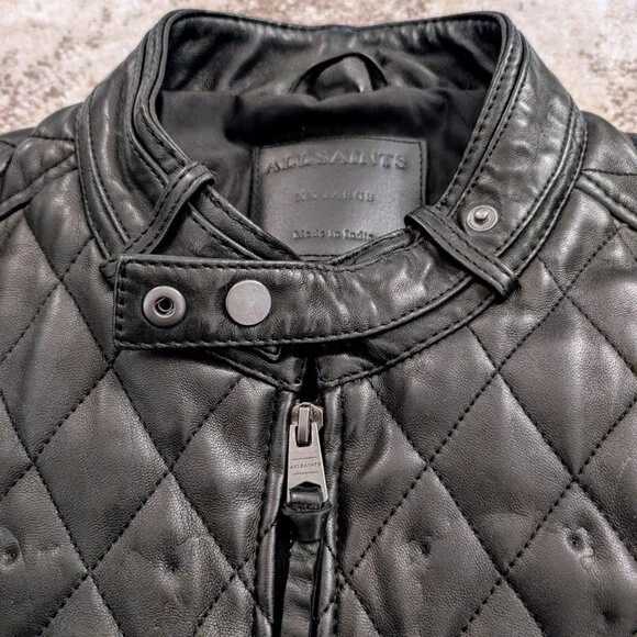 All Saints Zola Black Leather Jacket XXL